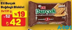 ETİ BURÇAK BUĞDAYLI BİSKÜVİ 3X131 G